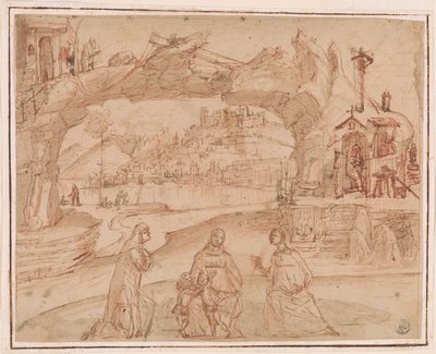 Carpaccio - Neitsyt ja lapsi pyhimysten kanssa maisemassa, n. 1500-1510. tekijältä Vittore Carpaccio