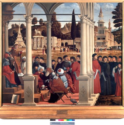 Pyhän Tapanin kiista sanhedrinin vanhinten kanssa tekijältä Vittore Carpaccio