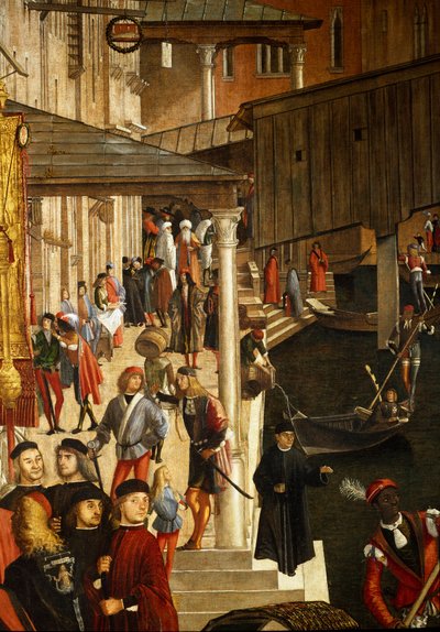 Pyhän Ristin pyhäinjäännöksen ihme Rialton sillalla Venetsiassa, yksityiskohta. Vittore Scarpazza dit Vittore Carpaccion maalaus (1460-1525) tekijältä Vittore Carpaccio