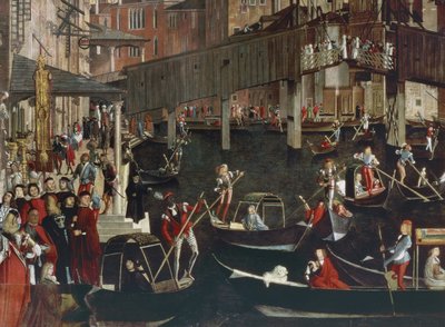 Ristin pyhäinjäännöksen ihme Rialton sillalla tekijältä Vittore Carpaccio