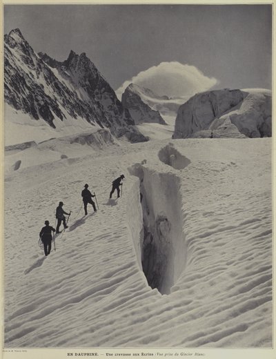 Dauphinen alueella Ranskan Alpeilla: rako Glacier Blancilla Barre des Ecrinsillä tekijältä Vittorio Sella