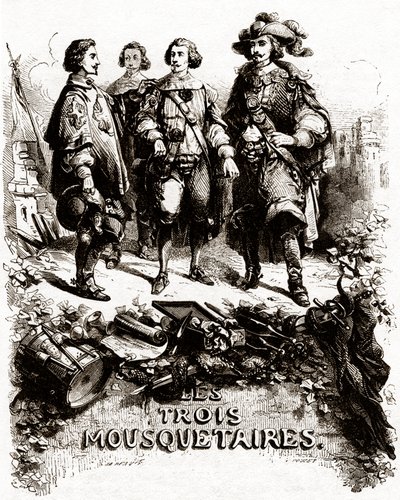 Nimiölehti kirjasta "Kolme muskettisoturia". tekijältä Vivant (after) Beauce