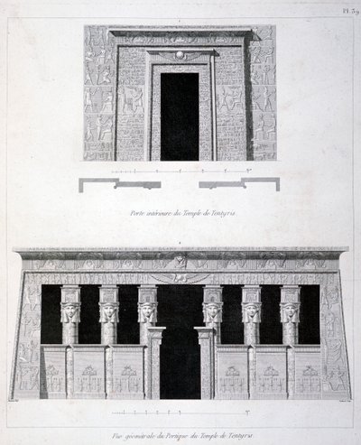 Oviaukko ja portti Tentyriksen temppelissä, 1800-luku tekijältä Vivant Denon