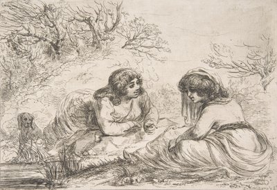 Kaksi naista maisemassa, 1700-1800-luvun alku, 1700-1800-luvun alku. tekijältä Vivant Denon