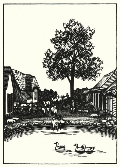 Kuvitus Thomas Hardyn Tess Of The DUrbervillesiin (kaiverrus) tekijältä Vivien Gribble