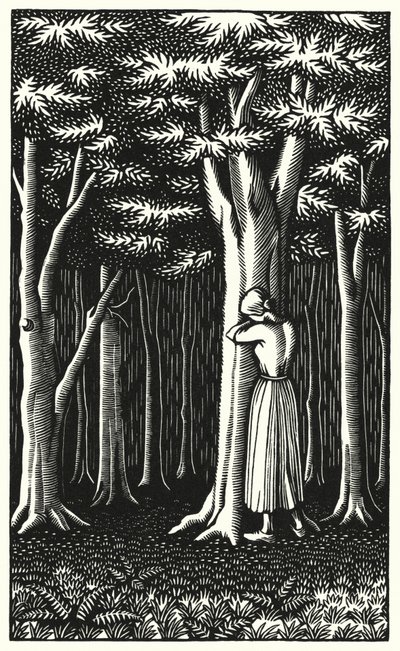 Kuvitus Thomas Hardyn Tess Of The DUrbervillesiin (kaiverrus) tekijältä Vivien Gribble