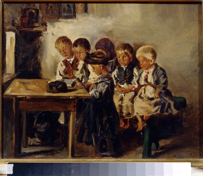 Odota emäntä. (Odotan opettajaa). Maalaus Vladimir Jegorovich Makovsky (Makovsky, Makovskij) (1846-1920), öljy kankaalle tekijältä Vladimir Egorovic Makovsky
