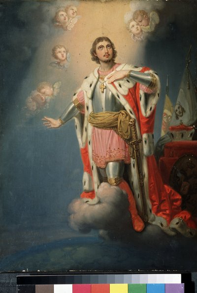 ""Representation du Heros national russe Alexandre de la Neva (ou Alexandre Nevski tai Alexander Nevsky) (1220-1263) Prince de Novgorod"" Peinture de Vladimir Lukich Borovikovsky (ou Borovikovski) (1757-1825) Valtion Tretjakovin galleria, Moskova tekijältä Vladimir Lukich Borovikovsky