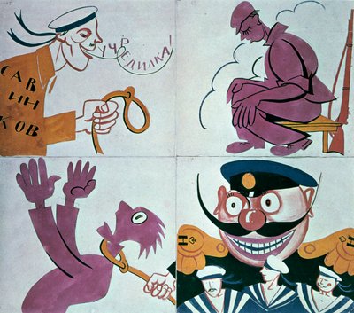 Karikatyyri perustuslakia säätävää kokousta vastaan 1921. tekijältä Vladimir Mayakovsky
