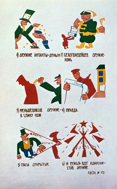 Karikatyyri monarkisteja vastaan, Okna Rosta, 1920. tekijältä Vladimir Mayakovsky