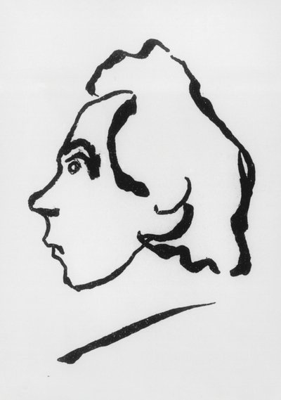 Muotokuva Viktor Vladimirovich Khlebnikovista, joka tunnetaan paremmin kirjailijanimellä Velimir Khlebnikov (1885-1922) (piirustus) tekijältä Vladimir Vladimirovic Majakovskij