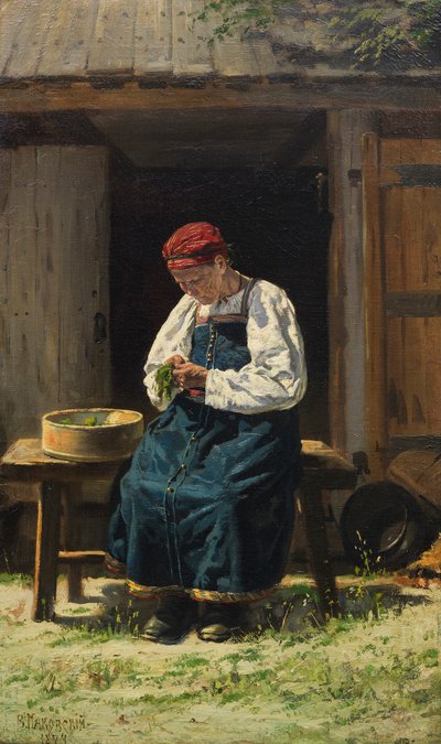 Maanviljelijän vaimo töissä, 1874. tekijältä Vladimir Yegorovich Makovsky