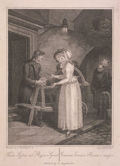 Knives Scissors and Razors to Grind, Cries of London, c1795 tekijältä Vogel