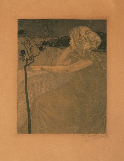 Meditaatio parvekkeella, 1899-1900. tekijältä Vojtěch Preissig
