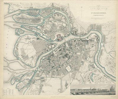 Pietarin kartta, 1834 tekijältä W.B. Clarke