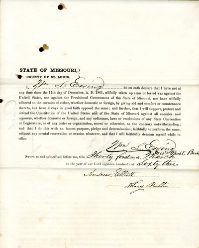 Wm: n uskollisuusvala. L. Ewing Missourista, St.Louisin kreivikunta tekijältä W.L. Ewing