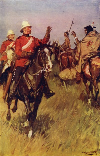 Tervehdysten vaihto preerialla (väri litho) tekijältä W.R.S. (after) Stott