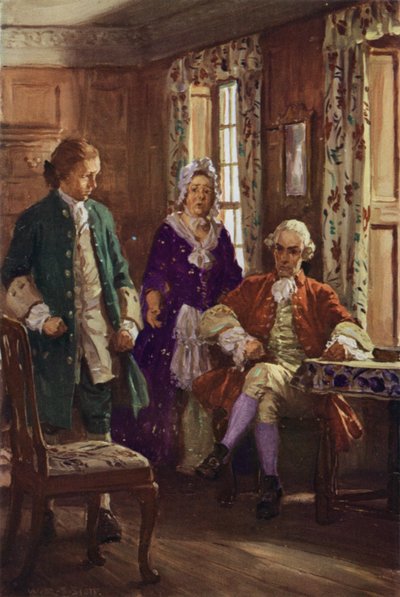 Allworthyn syyttama Blifil (väri litho) tekijältä W.R.S. (after) Stott