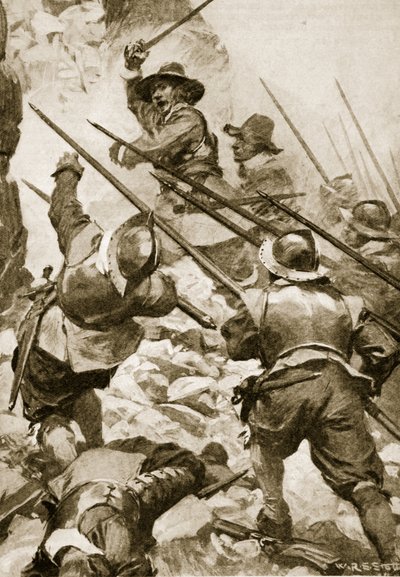 Cromwell johtaa myrskyjuhlia Droghedassa tekijältä W.R.S. (after) Stott