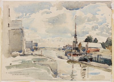 Maldon, Essex (vartalonväri, kynä ja wc paperilla) tekijältä W.T.M. Hawksworth
