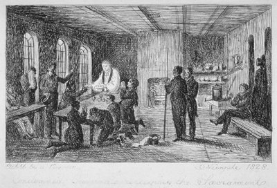 Newgaten vankilassa, Old Baileyssä, Lontoon kaupungissa, 1828 tekijältä WT