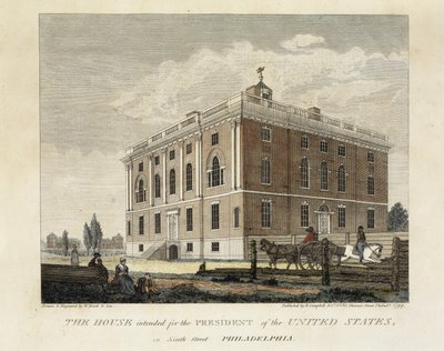 Yhdysvaltain presidentille tarkoitettu talo Ninth Street Philadelphiassa tekijältä W. Birch and Son