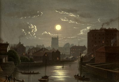 Bristol - Moonlight Scene (öljy kuparille) tekijältä W. Crambrook