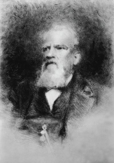 Muotokuva Alberto Mazzucatosta (1813-1877), italialainen säveltäjä, etsaus tekijältä John Ward Dunsmore