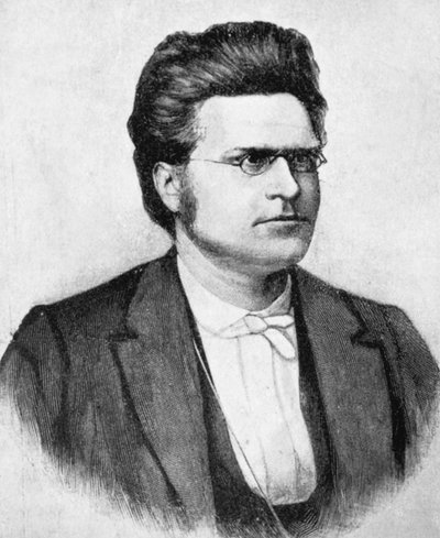 Bjornstjerne Martinius Bjornsonin (1832-1910), norjalaisen kirjailijan, runoilijan ja näytelmäkirjailijan muotokuva, puupiirros valokuvan mukaan Budtz Mueller ja yhteistyökumppanit tekijältä John Ward Dunsmore