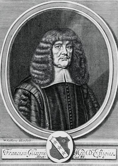 Francis Glissonin (1597-1677), brittiläisen fyysikon, anatomin ja lääkärin muotokuva, kaiverrus tekijältä John Ward Dunsmore