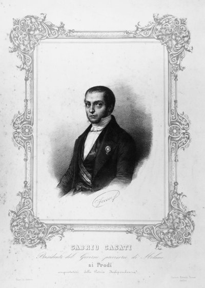 Sardinian kuningaskunnan pääministerin italialaisen poliitikon Gabrio Casatin (1798-1873) muotokuva, kaiverrus tekijältä John Ward Dunsmore