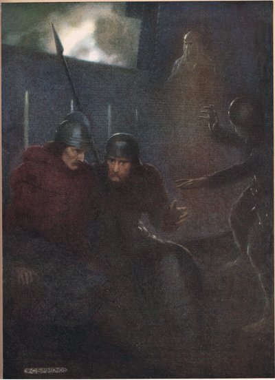 Hamletin isän haamu esiintyy William Shakespearen "Hamletista", Hodder und Stoughtonin vuonna 1915 julkaisemasta painoksesta. tekijältä W. G. Simmonds