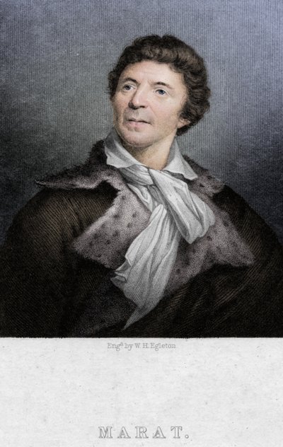 Jean-Paul Marat 1743-1793, lääkäri, tiedemies ja poliittinen teoreetikko, c1830 tekijältä W. H. Egleton