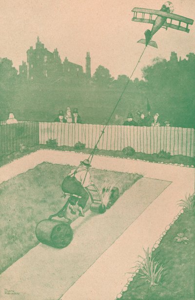 Vihje lentomiehen kotiin lomalla, vuodelta 1918 1919 tekijältä William Heath Robinson