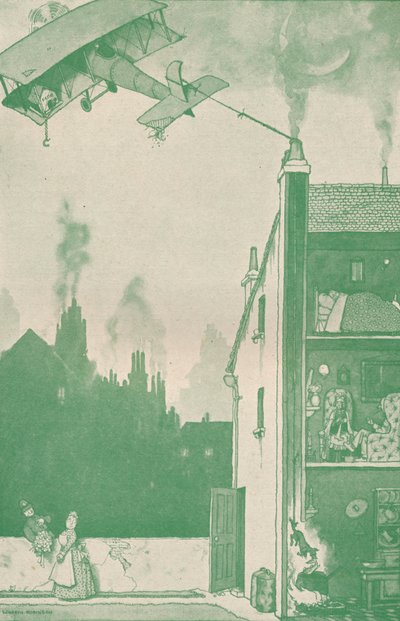 Nuori hylätty lentäjä hankkii jonkun muun ruoka-annokset, c1918 1919 tekijältä William Heath Robinson