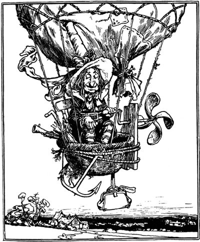Kuvitus lastenkirjasta Lubin-sedän seikkailut, 1902. tekijältä William Heath Robinson