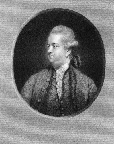 Edward Gibbon, 1700-luvun brittiläinen historioitsija, 1836. tekijältä W. Holl