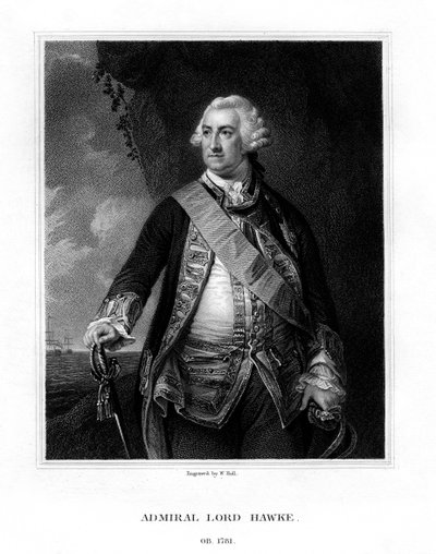 Edward Hawke, 1. Baron Hawke, Britannian amiraali, 1833. tekijältä W. Holl