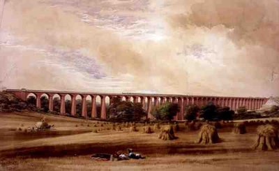 Welwynin viadukti, noin 1850 (vesiväri paperille). tekijältä W. Humber
