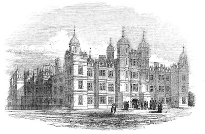 Burghley House - pohjoisrintama, 1844. tekijältä W. J. Linton