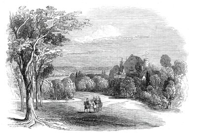 Schloss Rosenau, lähellä Coburgia - Hänen kuninkaallisen korkeutensa prinssi Albertin piirroksesta, 1845. tekijältä W. J. Linton
