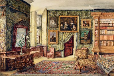 Kirjasto Hardwick Hallissa, Derbyshire, 1891 (wc) tekijältä W. Nicholson