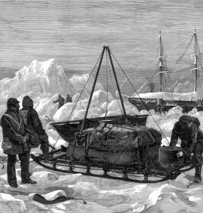 Valmistautuminen rekimatkalle arktisella alueella, 1875. tekijältä W. Palmer