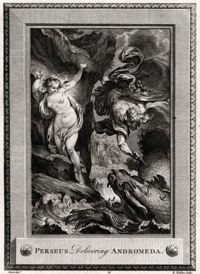Perseus luovuttaa Andromedan, 1775 tekijältä W. Walker