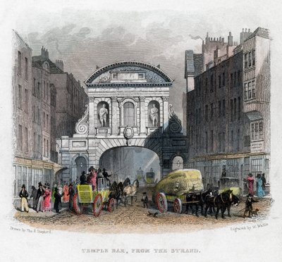 Temple Bar, Strand, Lontoo, 1829. tekijältä W. Wallis