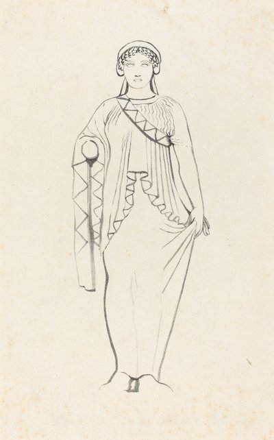 Patsas pedimentissä temppelin länsirintamalla Aiginassa tekijältä W. Walton after John Flaxman
