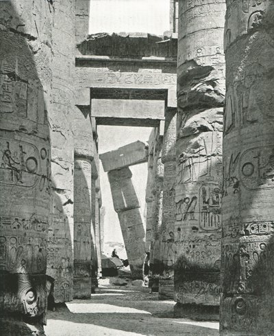 Hypostyle Hallin pylväät, Karnak, Egypti, 1895. tekijältä W and S Ltd
