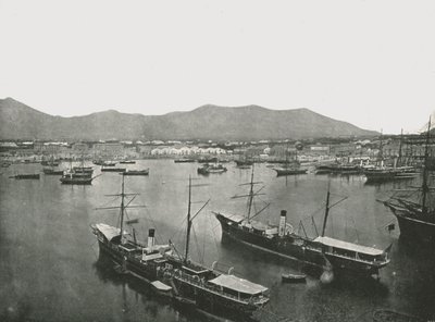 Yleiskuva satamasta, Palermo, Sisilia, Italia, 1895. tekijältä W and S Ltd