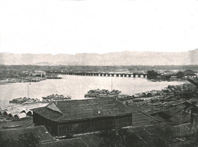 Min-joki ja Suuri silta, Foochow, Kiina, 1895. tekijältä W and S Ltd