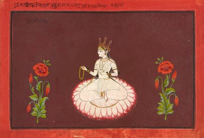 Saraswati, folio Goddess-sarjasta, n. 1680-1700. tekijältä Wajid